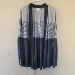 Charter Club Womens Wool Blend Duster Cardigan Sz Xlarge Gray Colorblock Classic